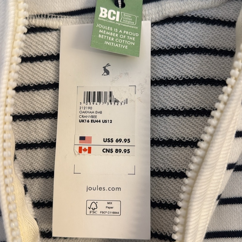 Striped White and Black Zip-Up Hoodie - Picture 3 of 6
